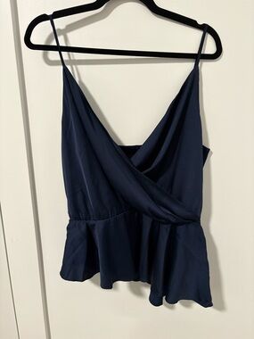 WHBM Surplice Asymmetric Cami in Officer Blue